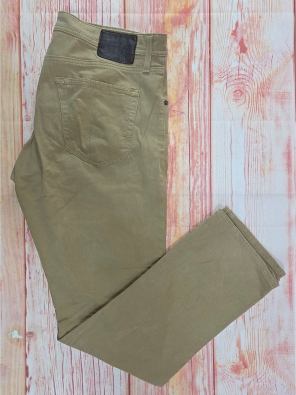 AG Adriano Goldschmied Everett Slim Straight Pants 34x32 Beige